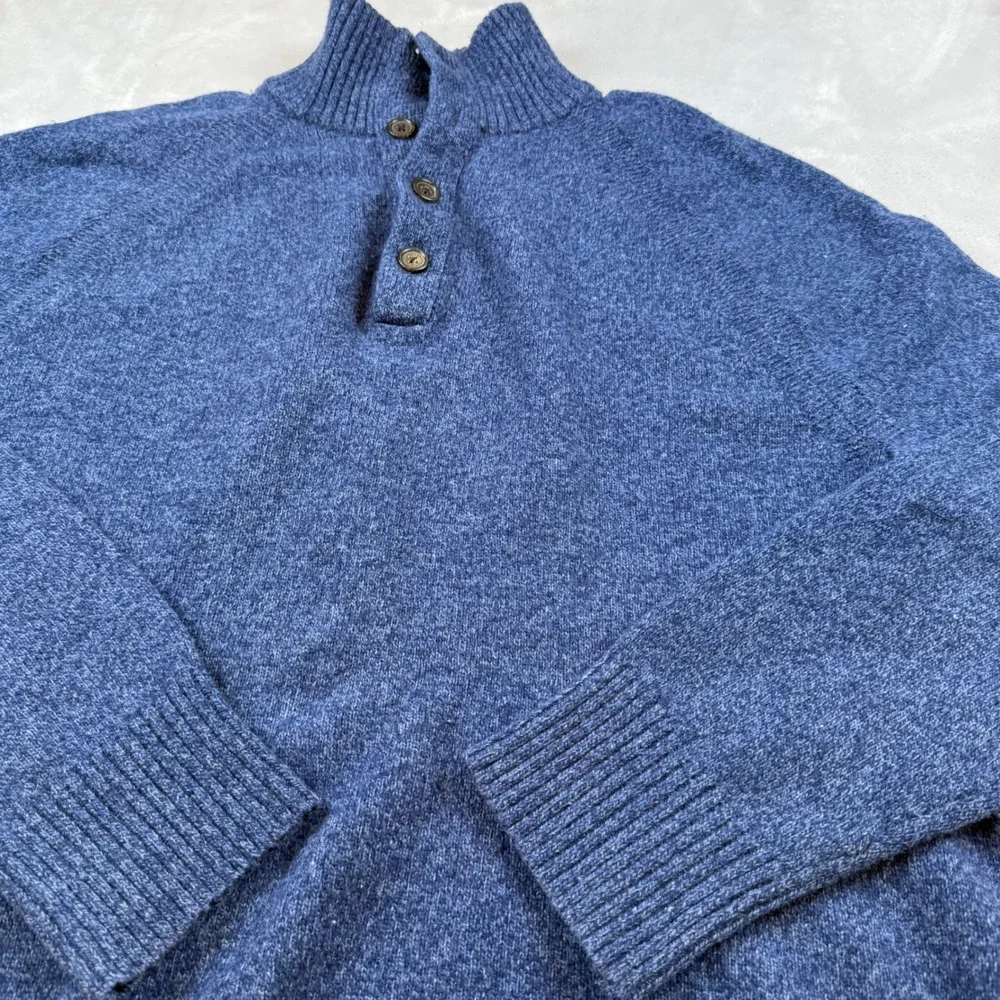 Banana Republic XL Merino Wool Blend Quarter Button‎ Mock Neck Sweater Men's
